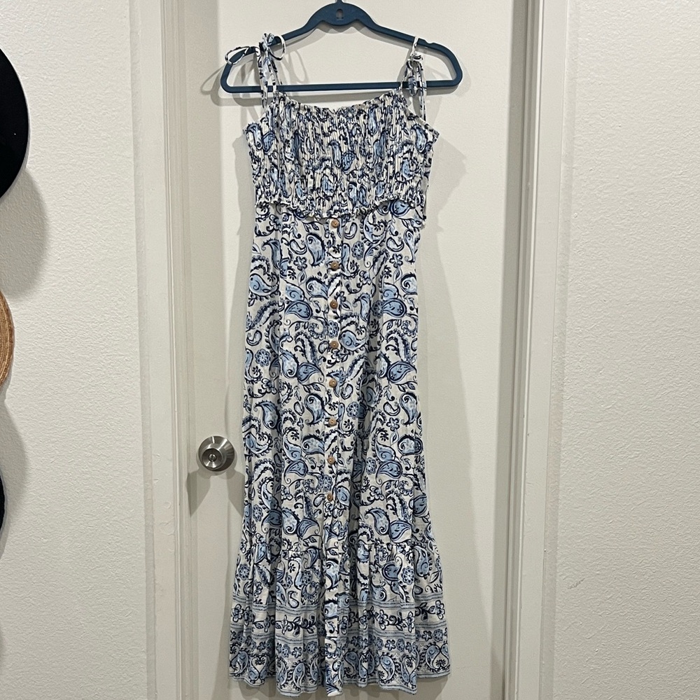 Zara Elegant Blue and White Maxi Dress